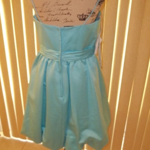 Cute Blue Satin Box Pleat Bubble Hem Party Dress Size 10 - Picture 6 of 8